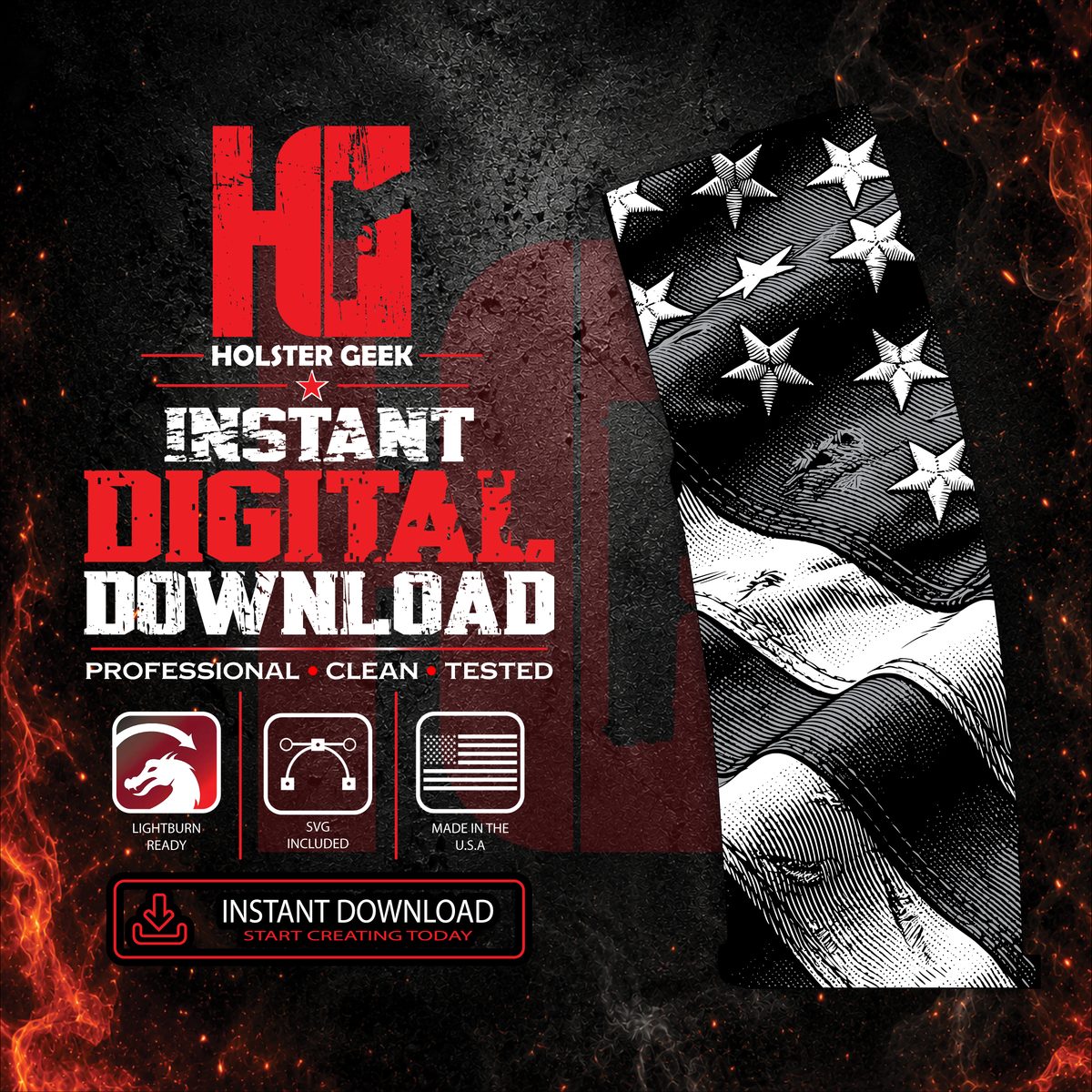 Waving American Flag Full Wrap - PMAG 30 Gen 2 & Gen 3 - LightBurn / SVG  URL Slug: