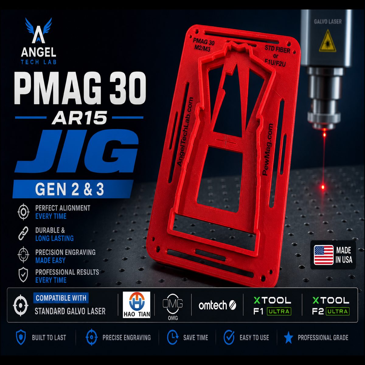 Universal Multi Machine PMAG30 AR-15 Gen2 & 3 – 3D Printed Alignment Tool  Laser Engraving Jig – 3D Printed Alignment Tool