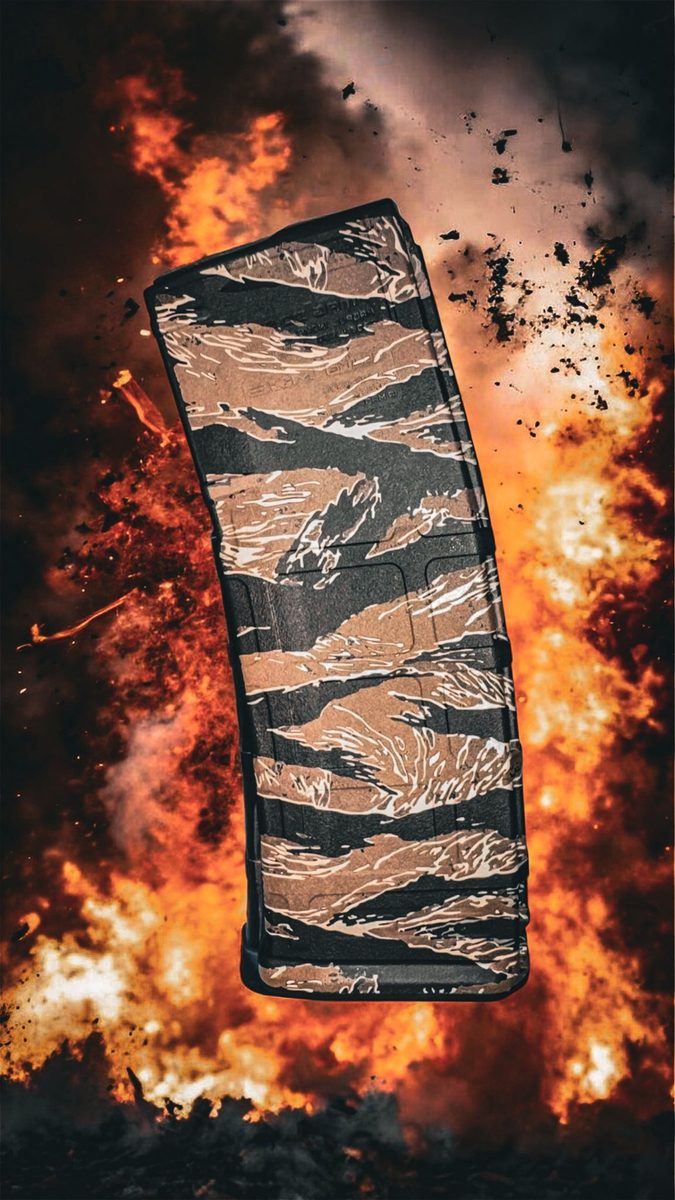 Tiger Stripe PMAG Engraving File | Tactical Camouflage SVG for PMAG 30 Gen 2 & Gen 3 | LightBurn Ready Laser Engraving Design — lasered result