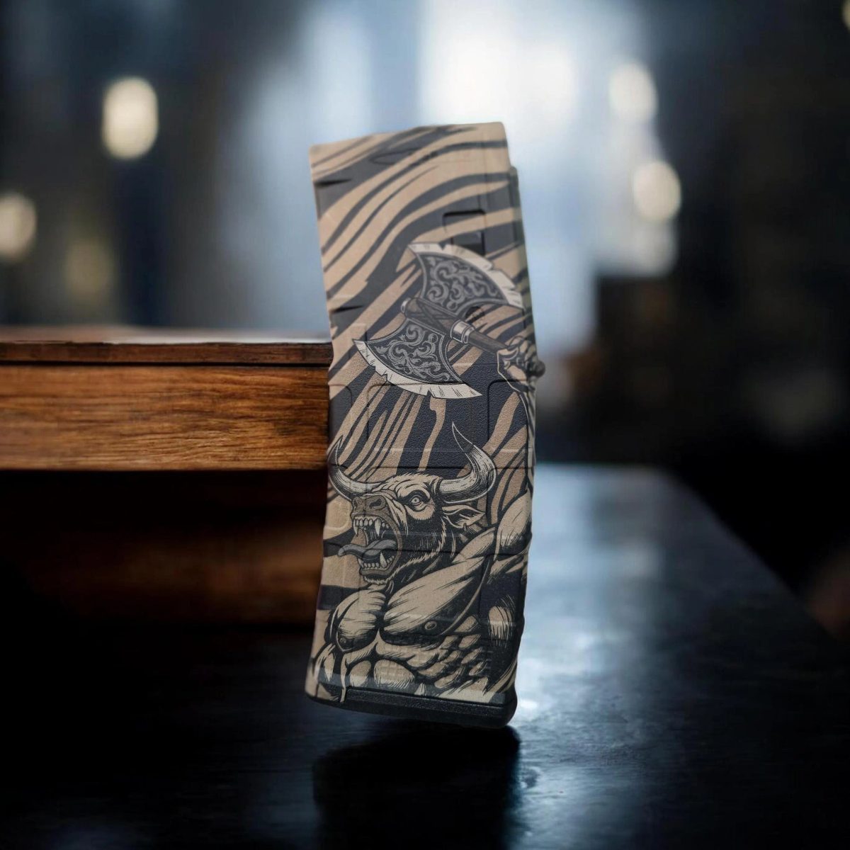 Minotaur PMAG Laser Engraving File | Lightburn SVG & DXF Ready | Mythology Tactical Magazine Design | Fiber Laser  Digital Download — lasered result