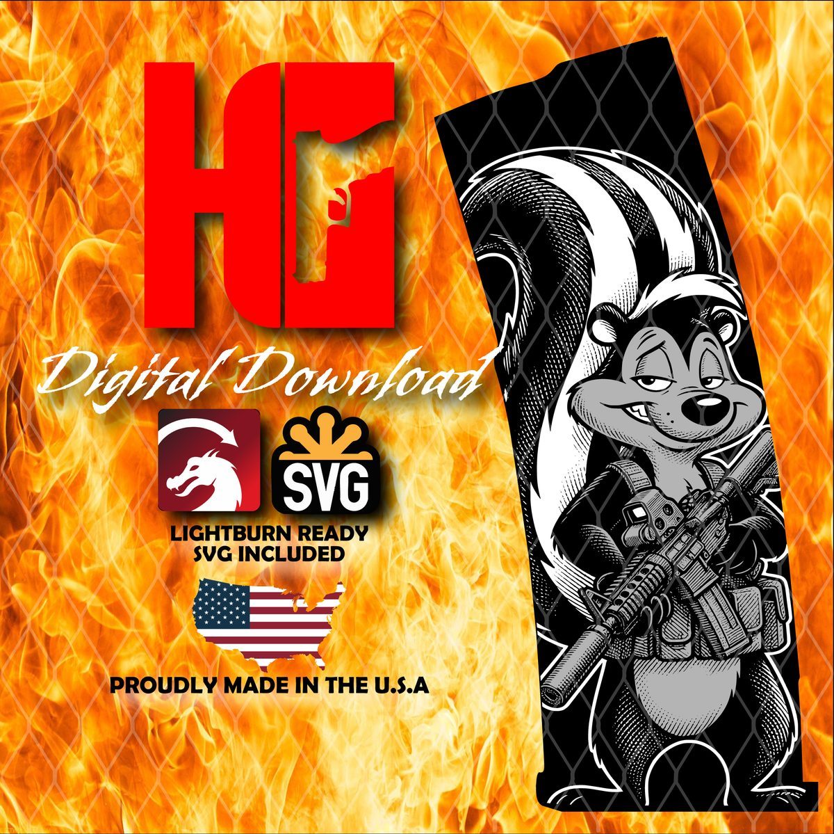 Pepe Le Pew PMAG Design | Cartoon Skunk Engraving File | LightBurn PMAG File | Fiber Laser Digital Download