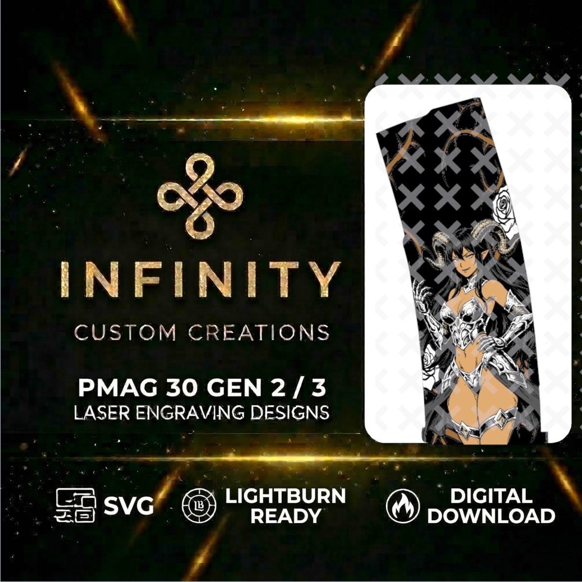 Demon's Kiss PMAG Laser Engraving Design | Gen 2 & Gen 3 | SVG Digital Download | LightBurn Ready