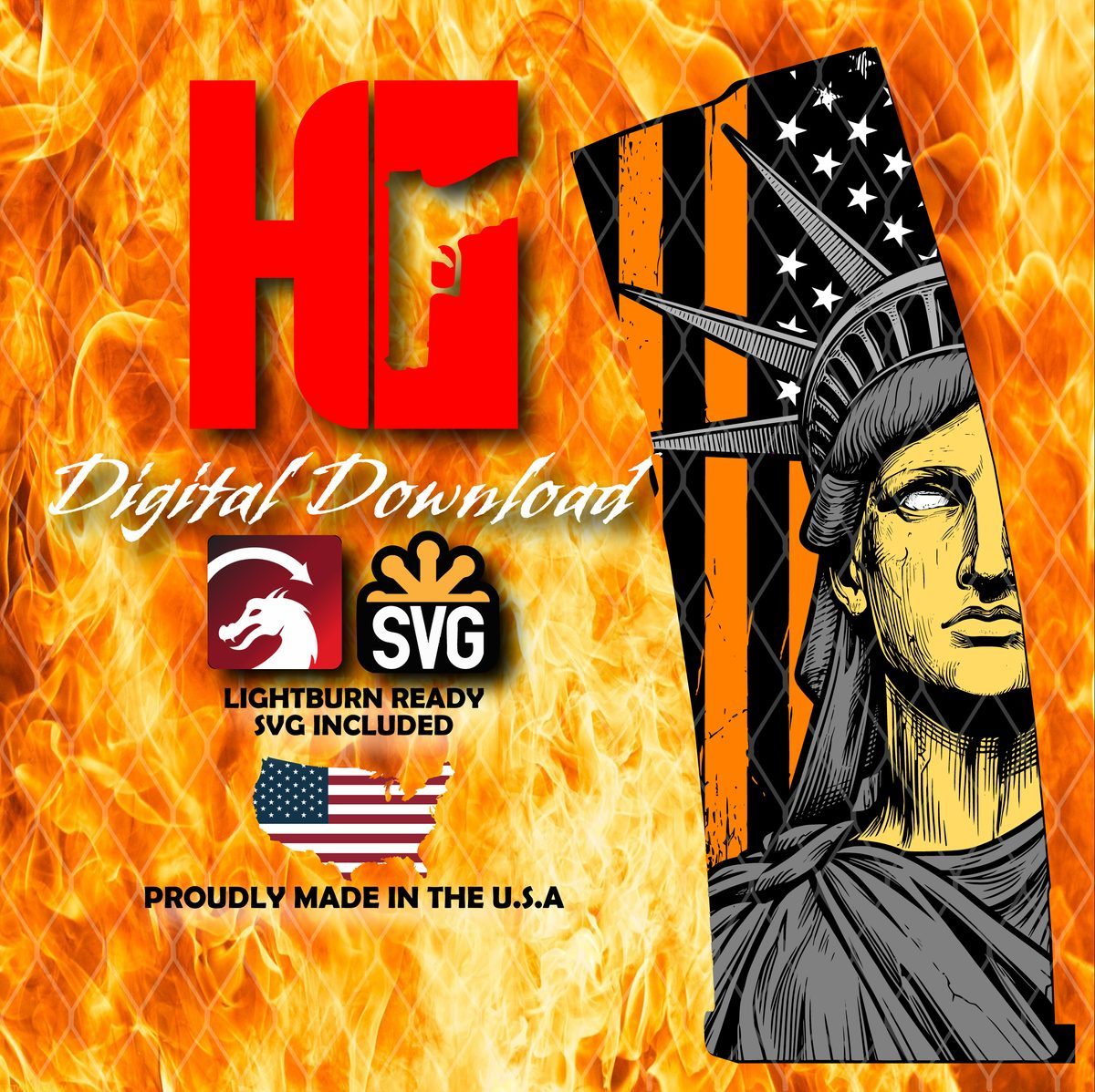 Liberty PMAG Design | Patriotic Statue Engraving File | American Flag Theme | LightBurn PMAG File | Fiber Laser Digital Download