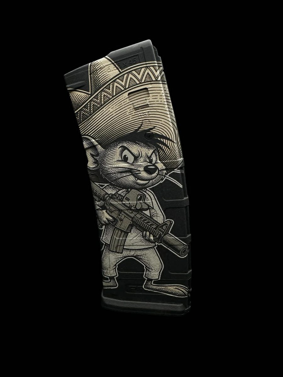 Speedy Gonzales PMAG Design | Cartoon Character Engraving File | LightBurn PMAG File | Fiber Laser Digital Download — lasered result