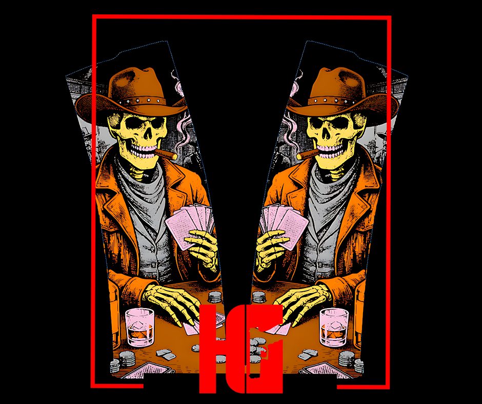 Dead Man's Hand PMAG Laser Engraving Design | Skull Cowboy Poker Engraving | Layered LightBurn SVG File | Fiber Laser Digital Download