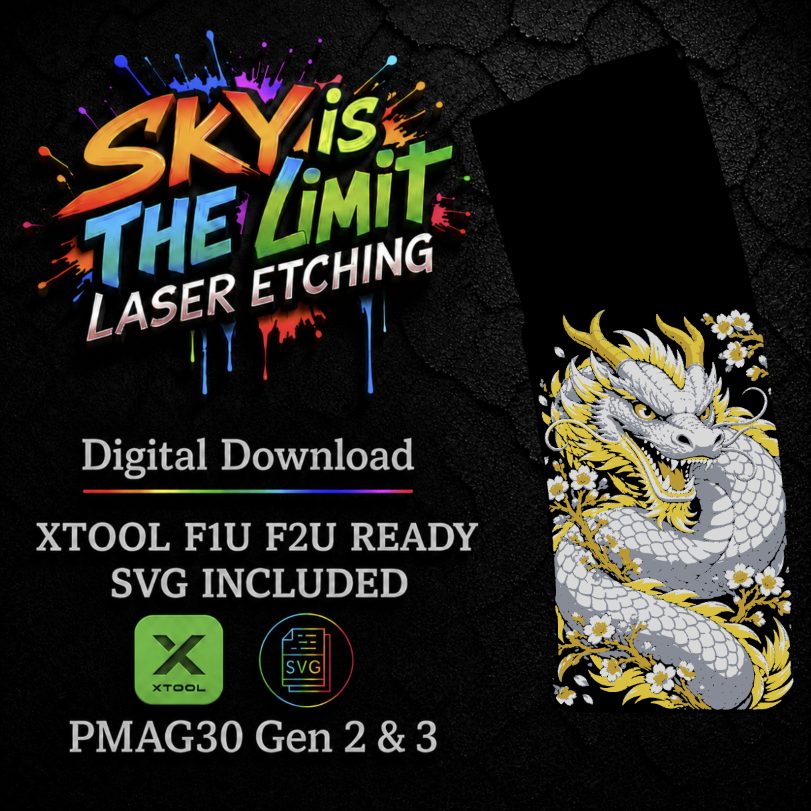 Sakura Dragon Full Wrap — PMAG 30 Gen 2 & Gen 3 — Xtool F1U, F2U / SVG