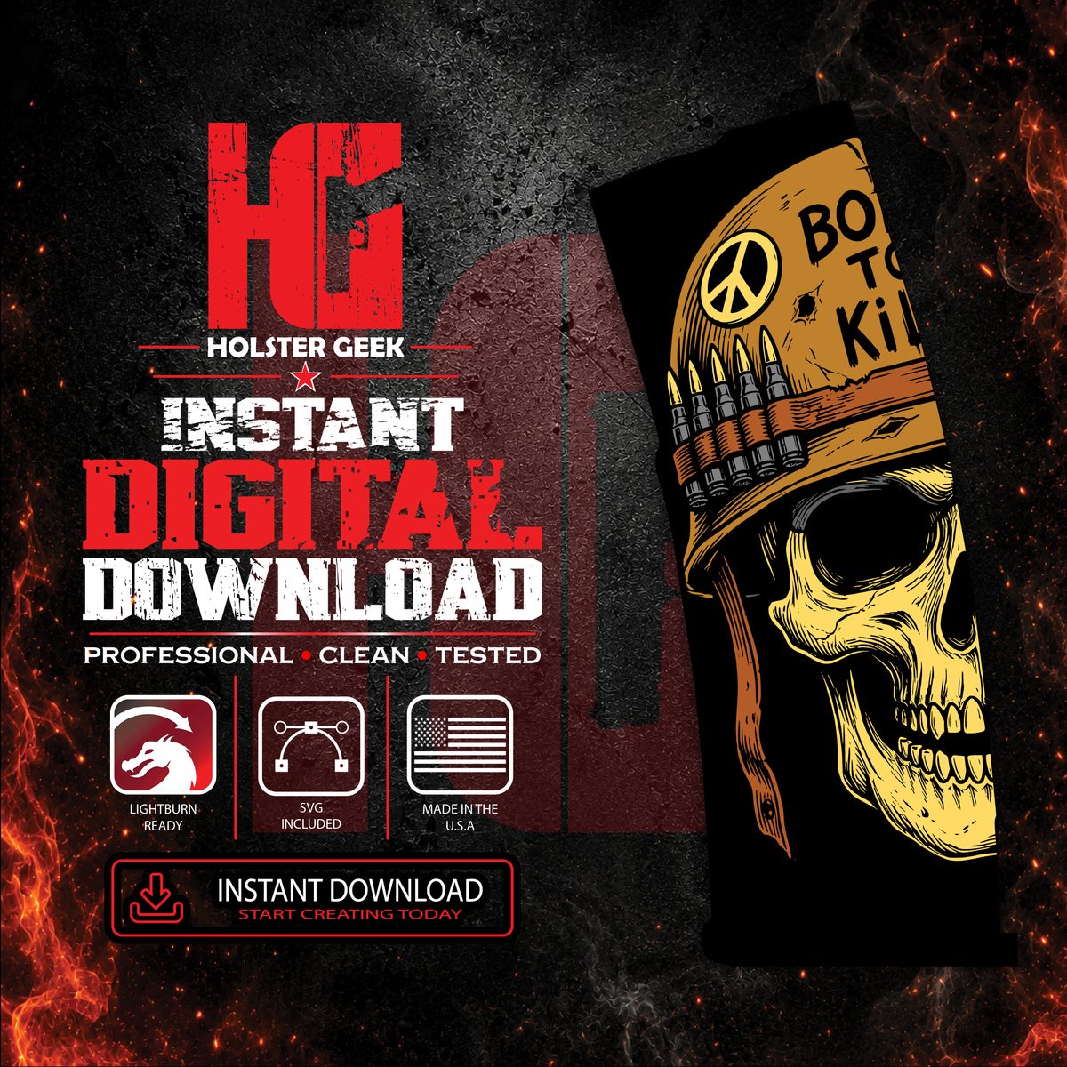 Born To Kill Skull Full Wrap - PMAG 30 Gen 2 & Gen 3 - LightBurn / SVG