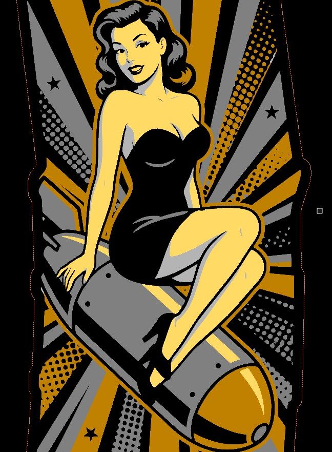 Betty Boom Pin-Up Artwork Engraving Design | Vintage Style Vector | LightBurn Laser File SVG — lasered result