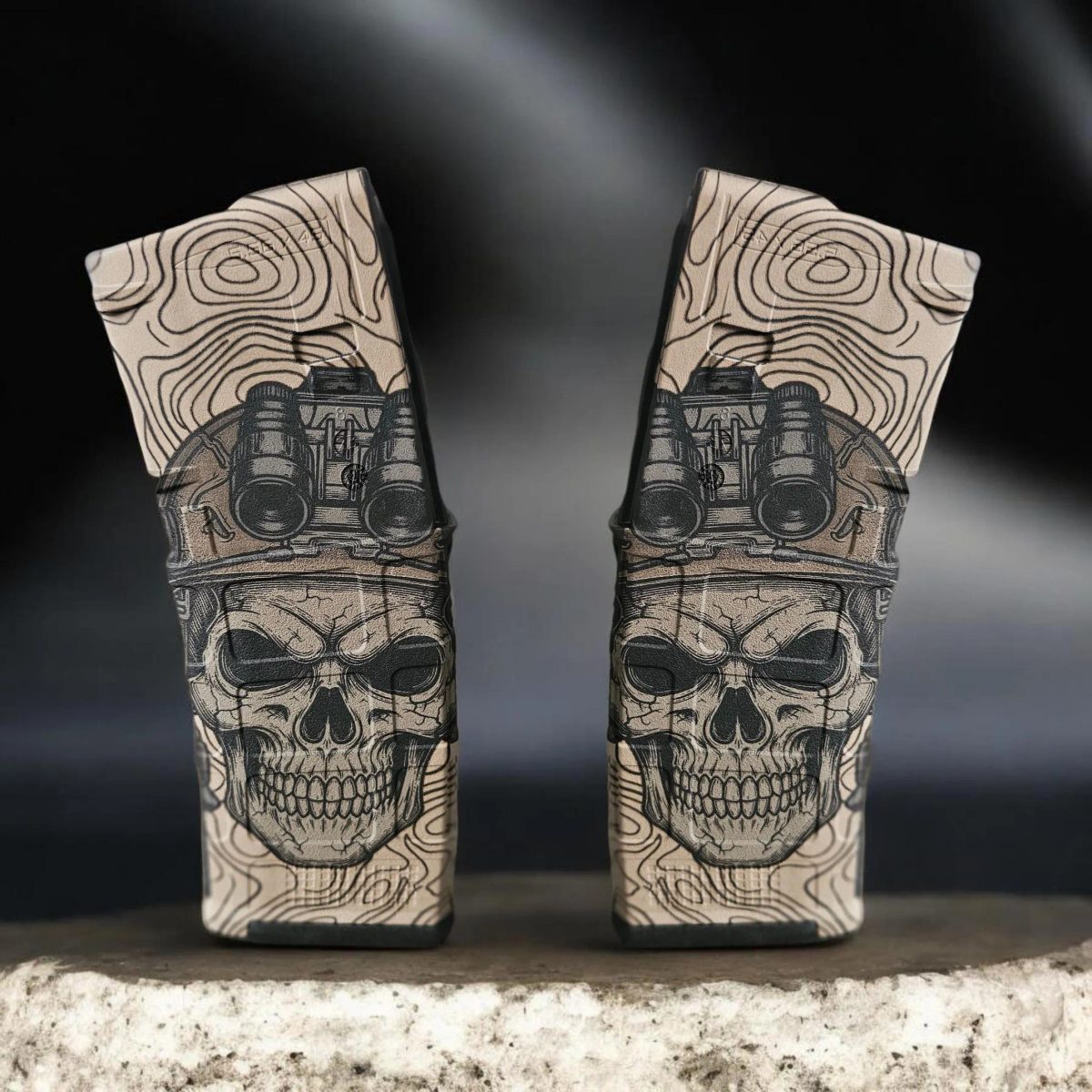 Tactical Skull PMAG Lightburn SVG & DXF Ready | Digital Design| Fiber Laser Engraving File — lasered result