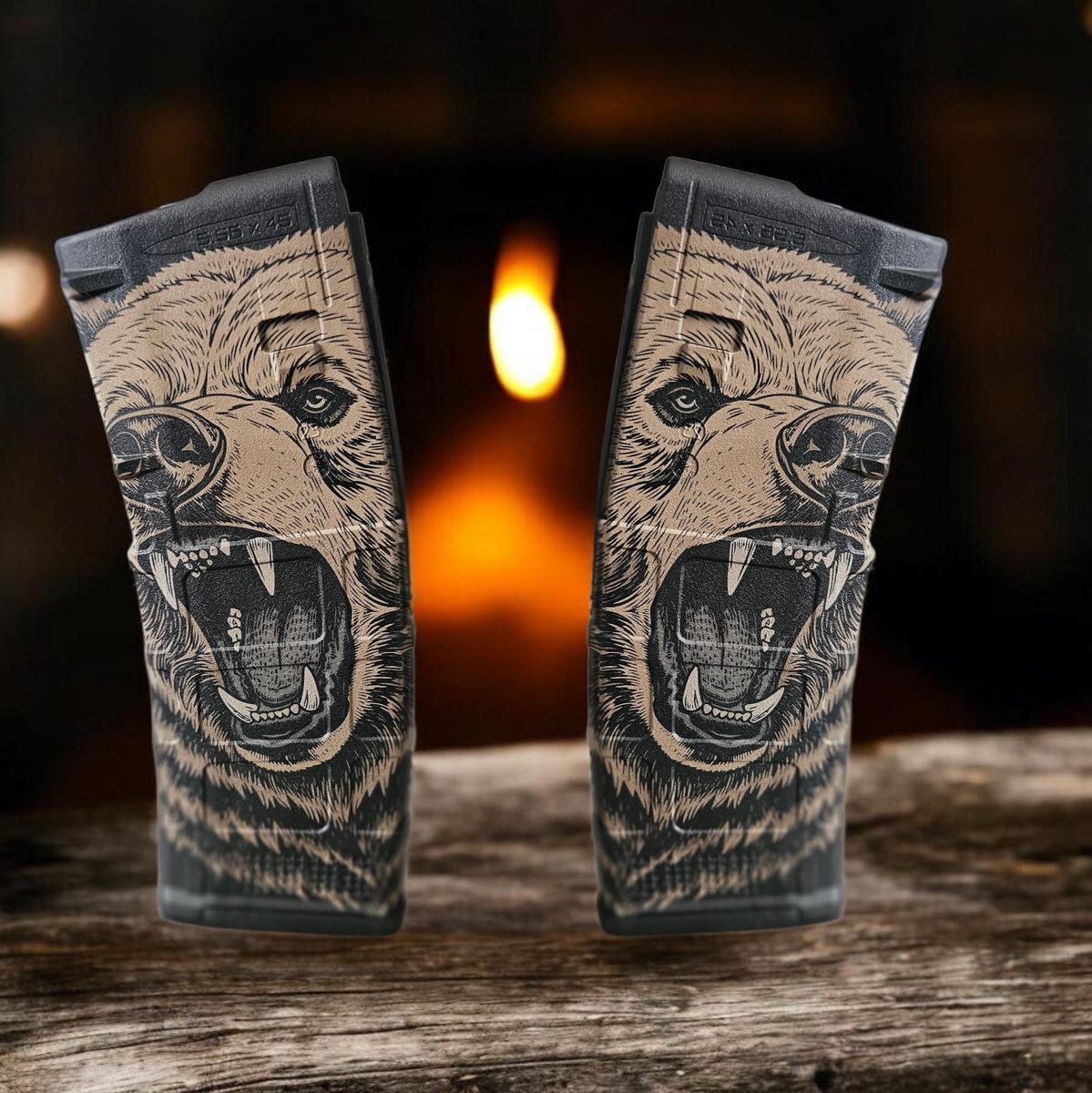 Roaring Bear PMAG Laser Engraving Design | Lightburn SCG & DXF Ready | Digital Design| Fiber Laser Engraving File — lasered result