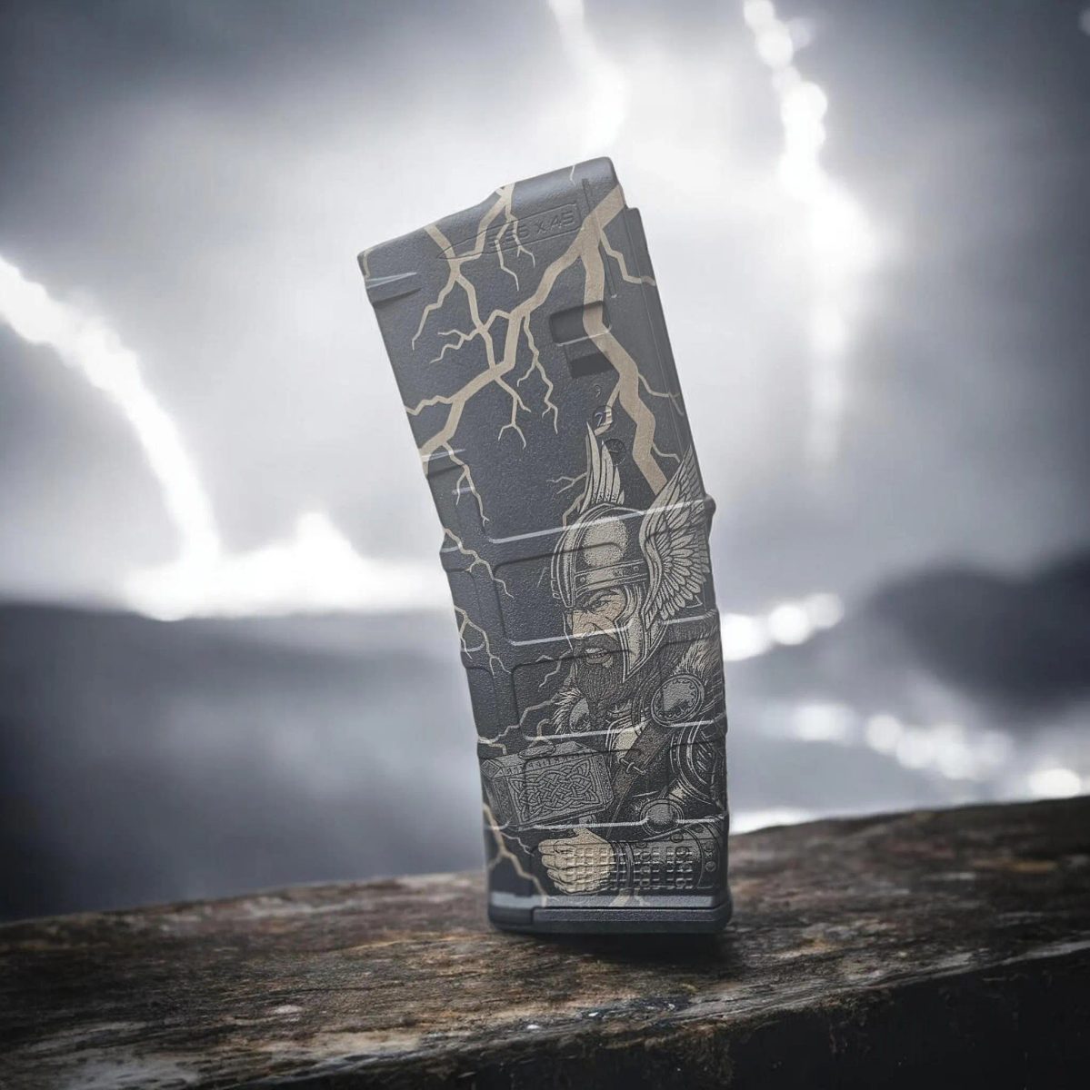 Thor PMAG Engraving File | Lightburn SVG & DXF Ready | Norse Thunder God With Mjölnir | Viking Fiber Laser- Digital Download — lasered result
