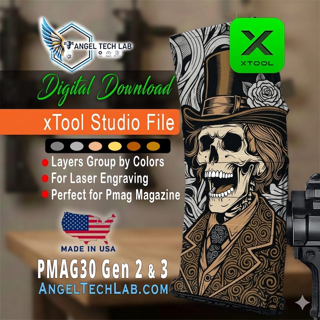 xTool F1U & F2U Gentleman Skull | Laser Engraving File | PMAG30 Design (Digital Download)