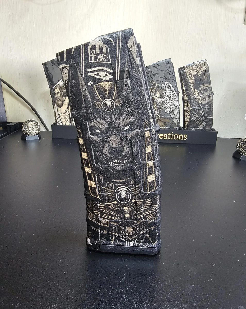 Anubis PMAG Design | Egyptian God | Digital Download | Laser Engraving File SVG | LightBurn Ready — lasered result