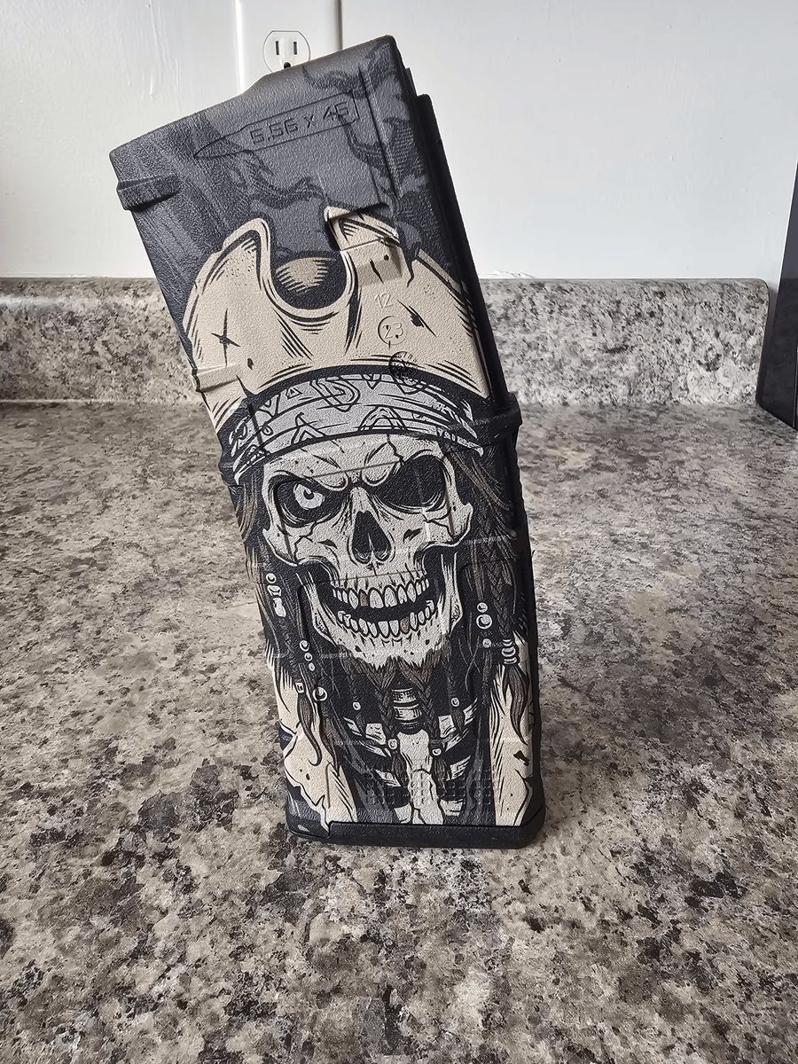 Skeleton Pirate Captain PMAG File | Skull Captain Crown Design | Digital Download | Fiber Laser Engraving File SVG & DXF  | LightBurn Ready — lasered result