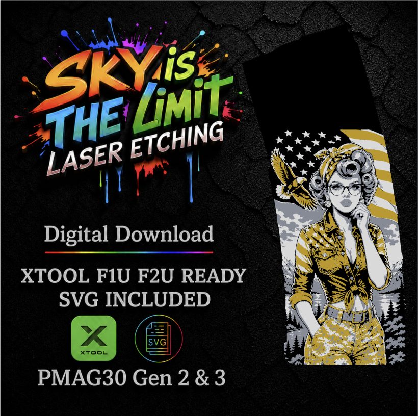 Patriotic Pinup Full Wrap — PMAG 30 Gen 2 & Gen 3 — Xtool F1U, F2U / SVG