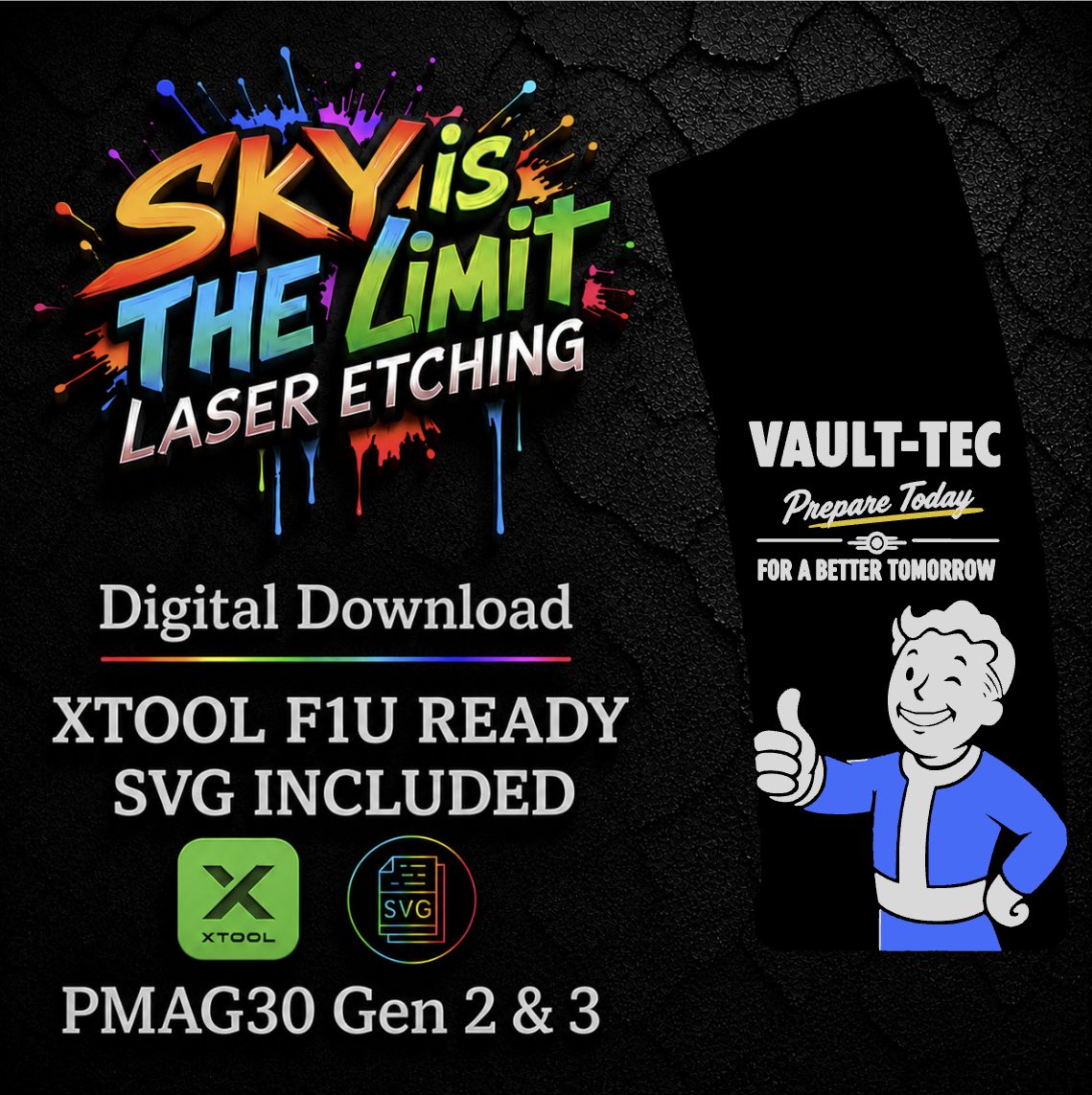 Vault-Tec Full Wrap — PMAG 30 Gen 2 & Gen 3 — Xtool F1U / SVG