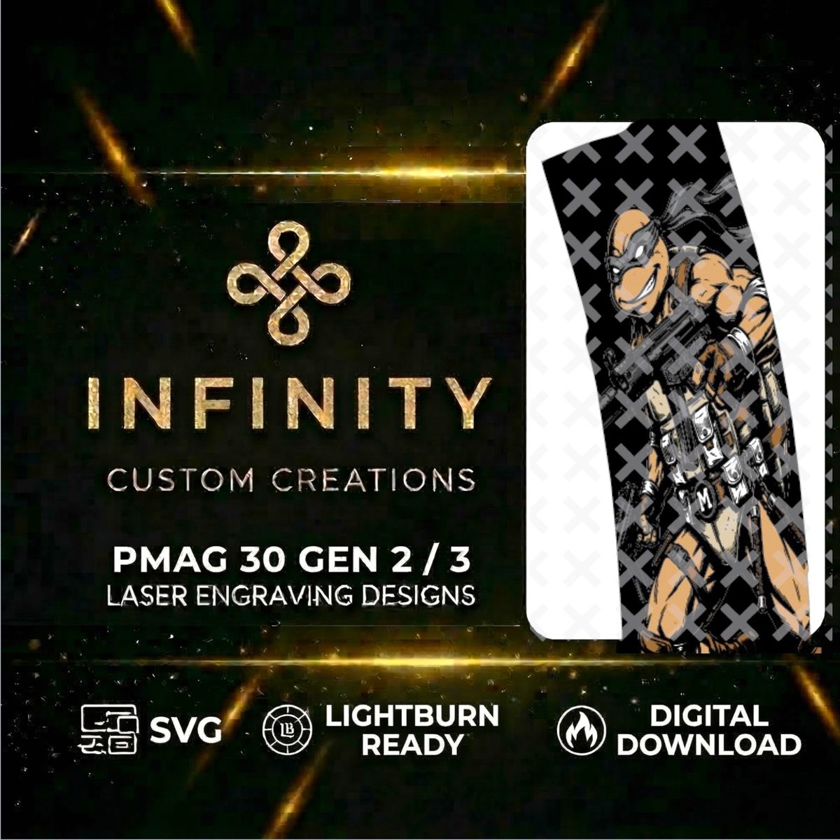 Michelangelo MAG FIber Laser Engraving File | SVG DXF LightBurn | Digital Download