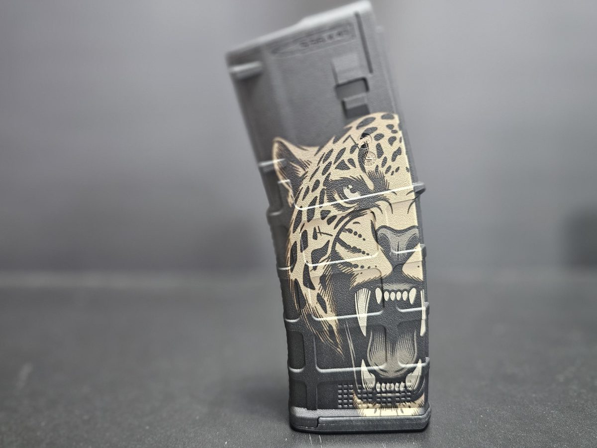 Jaguar PMAG Design | Roaring Big Cat Predator | Digital Download | Fiber Laser Engraving File SVG and DXF | LightBurn Ready — lasered result