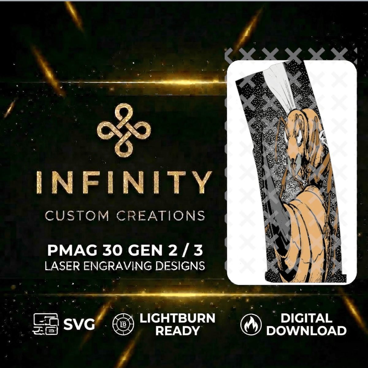 Hornet PMAG Digital Design | Attack Hornet Design | Laser Engraving SVG & DXF | LightBurn Ready | Stinger Strike Style