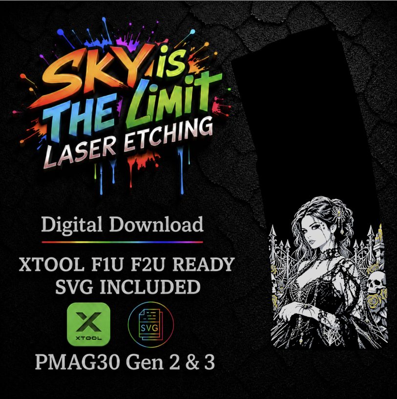 Black Widow Full Wrap — PMAG 30 Gen 2 & Gen 3 — Xtool F1U, F2U / SVG
