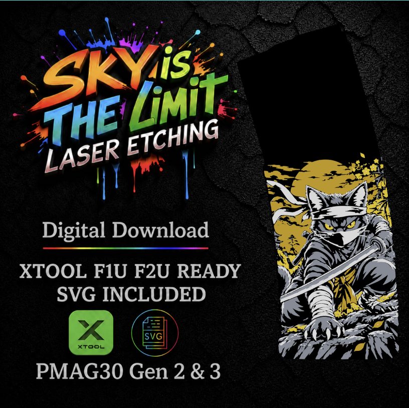 Ninja Cat Full Wrap — PMAG 30 Gen 2 & Gen 3 — Xtool F1U, F2U / SVG