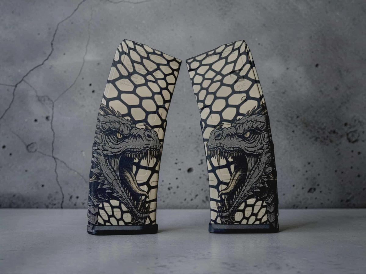 Dragon PMAG Design Lightburn SVG & DXF Ready| Tactical Dragon Magazine  | Fiber Laser Engraving File | PMAG Digital Download — lasered result