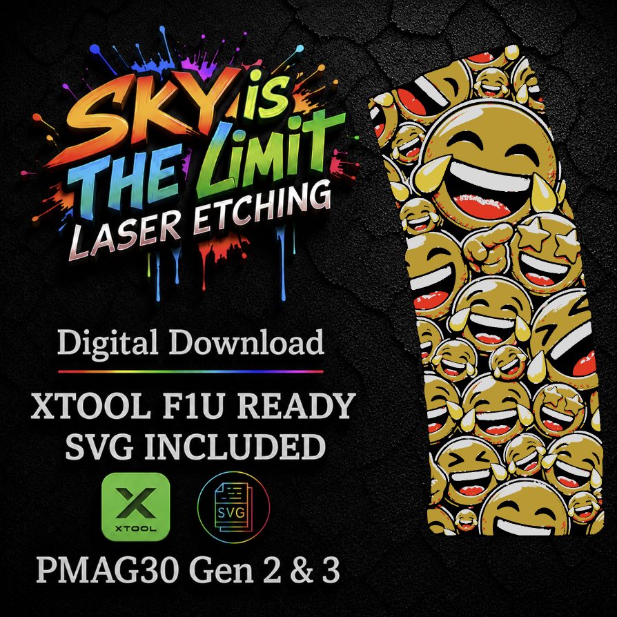 Laughing Emoji camo Full Wrap — PMAG 30 Gen 2 & Gen 3 — Xtool F1U / SVG