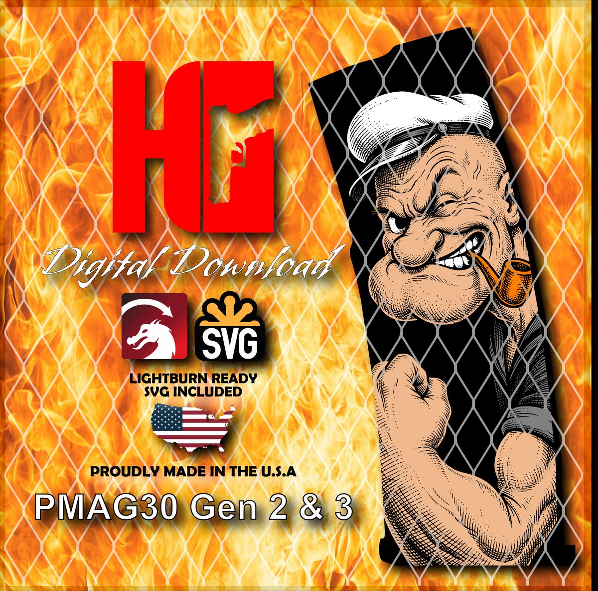 Iron Sailor PMAG Laser Engraving Design | Fiber Laser Digital Download