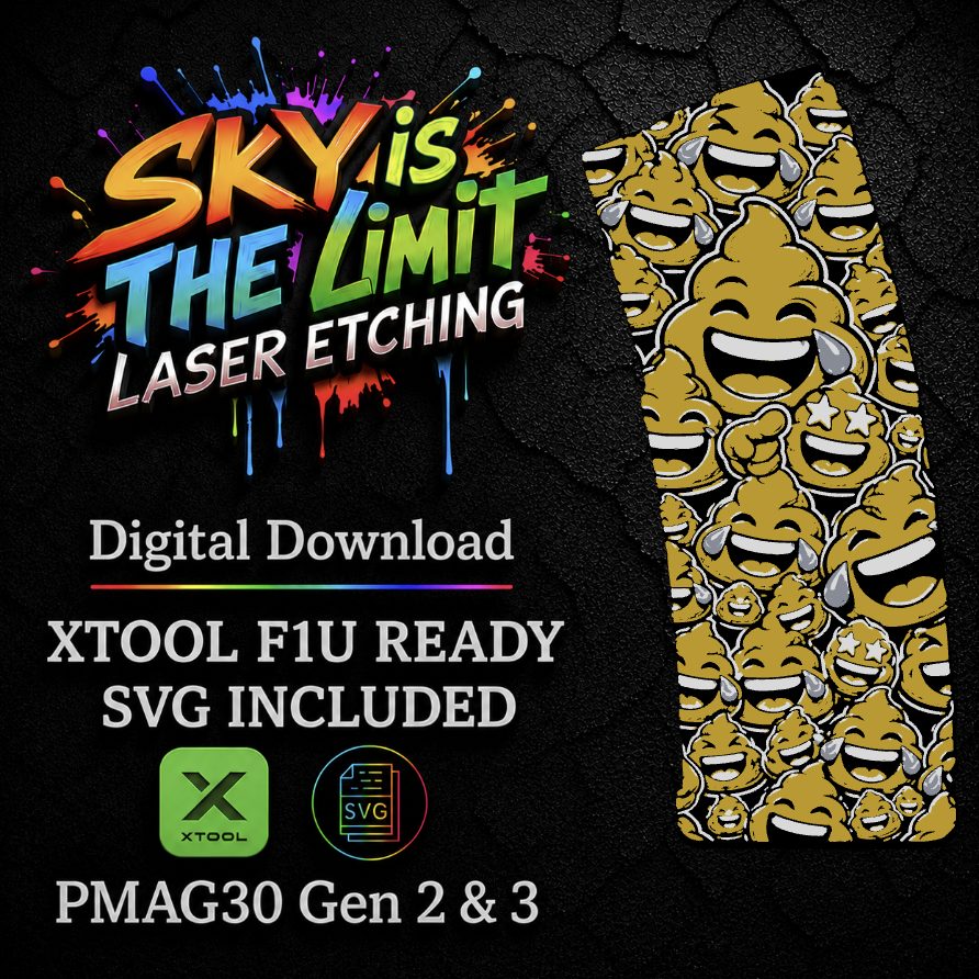 Poop Emoji Camo Full Wrap — PMAG 30 Gen 2 & Gen 3 — Xtool F1U / SVG