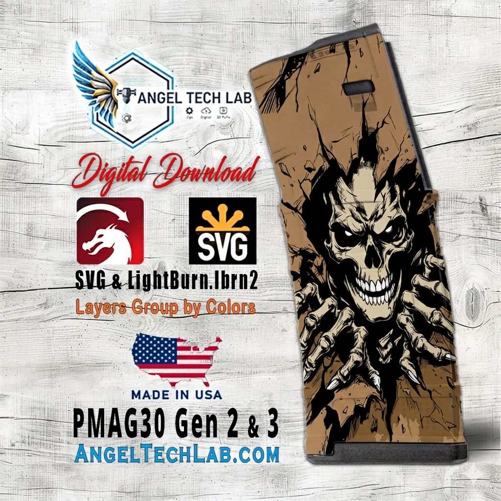Skull Breakout Pmag30 Engraving Design SVG | LightBurn Laser File | Vector SVG Download