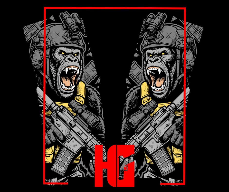 Gorilla Warfare - Fiber Laser Engraving Design - LightBurn SVG File + SVG - Digital Download