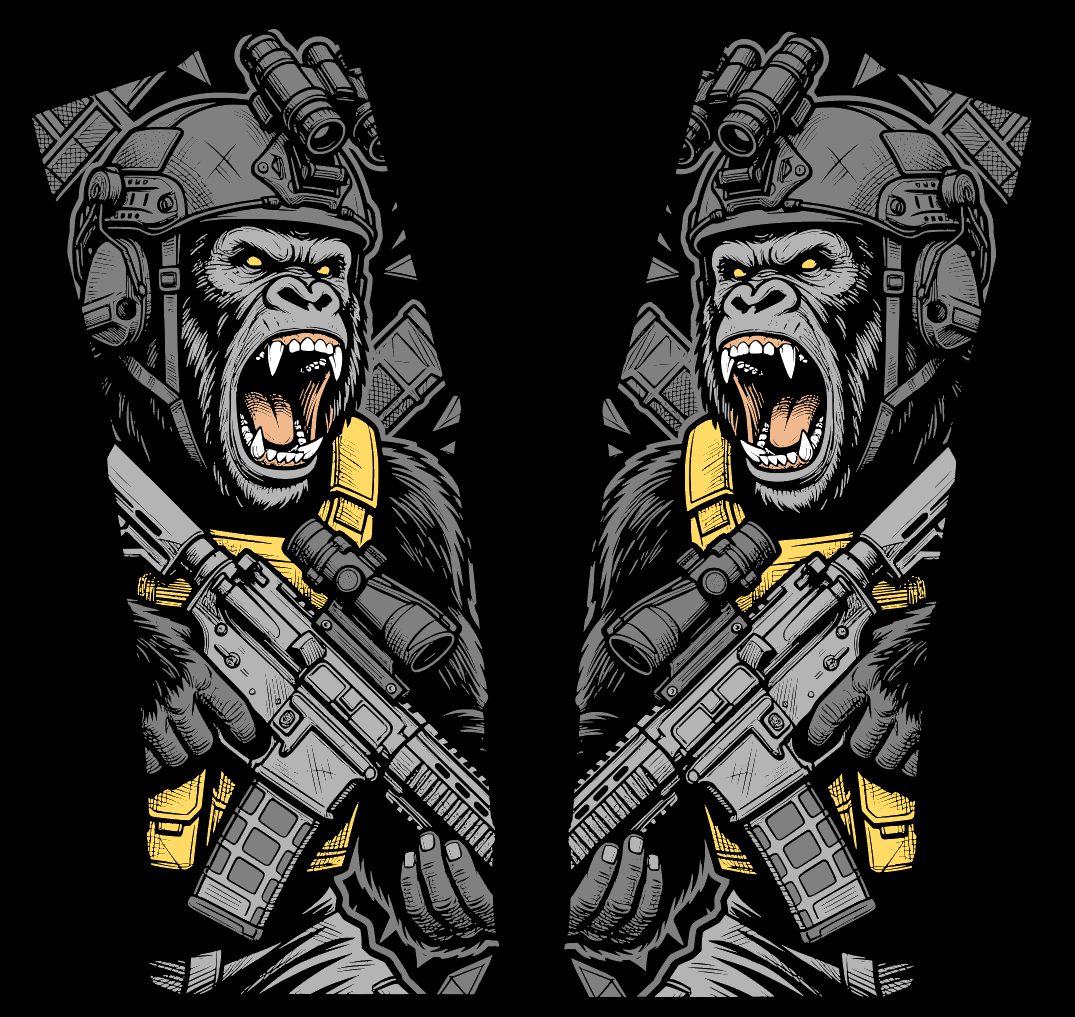 Gorilla Warfare - Fiber Laser Engraving Design - LightBurn SVG File + SVG - Digital Download — lasered result