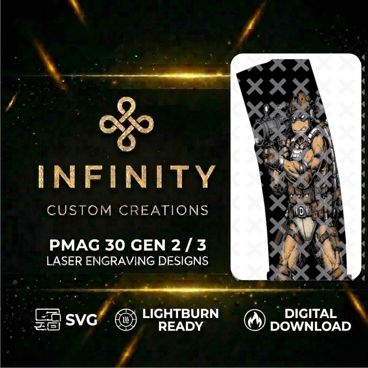 Donatello MAG FIber Laser Engraving File | SVG DXF LightBurn | Digital Download