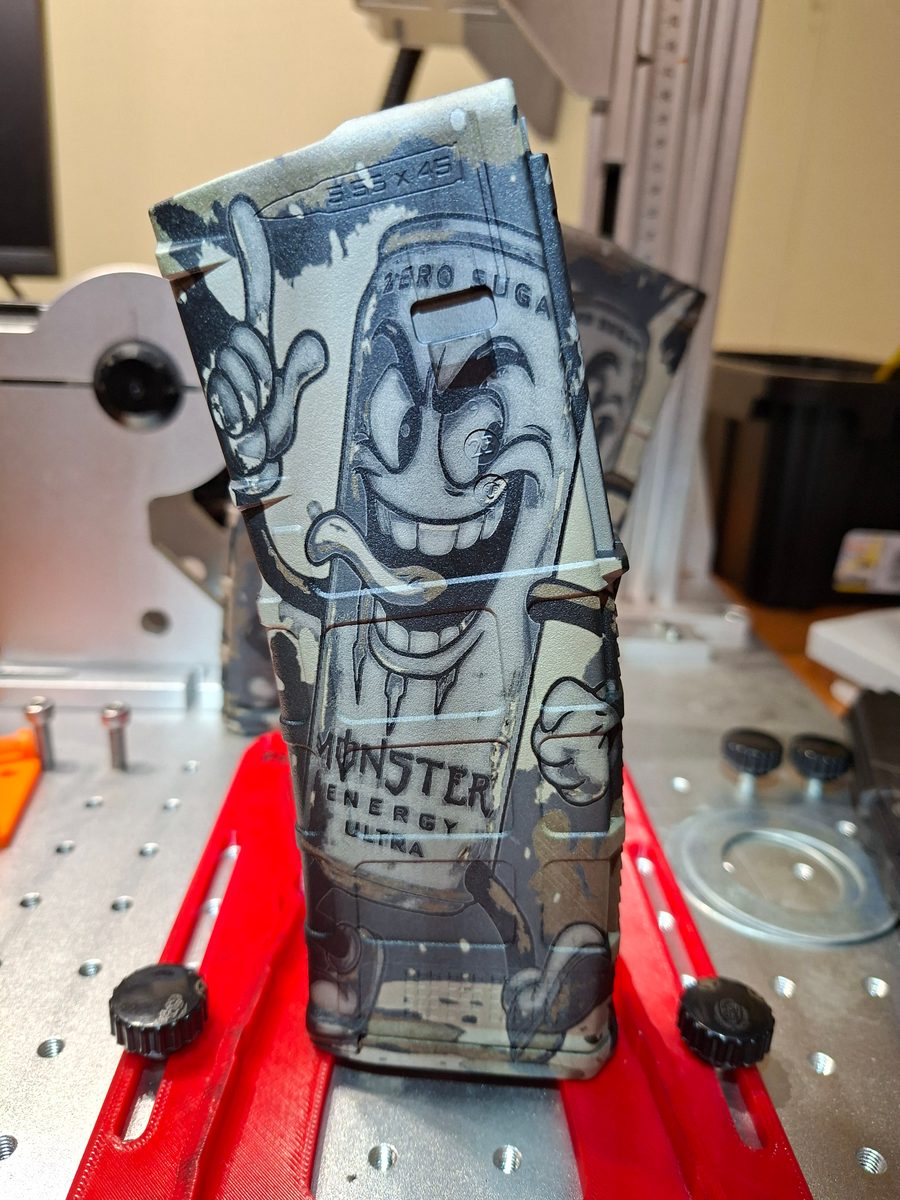 SUGAR FREE WHITE MONSTER PMAG ENGRAVING FILE — lasered result