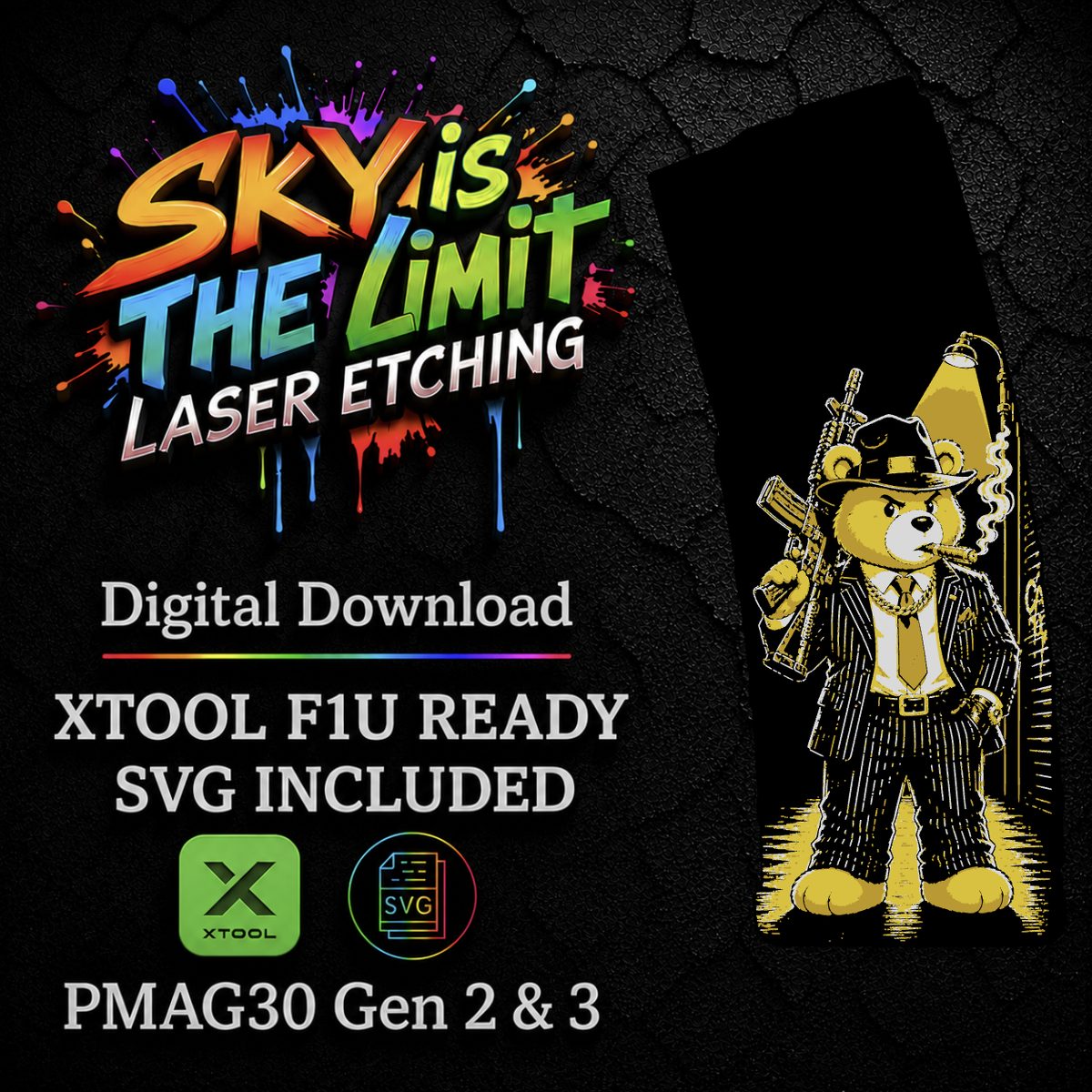 The Don Bear Full Wrap — PMAG 30 Gen 2 & Gen 3 — Xtool F1U / SVG