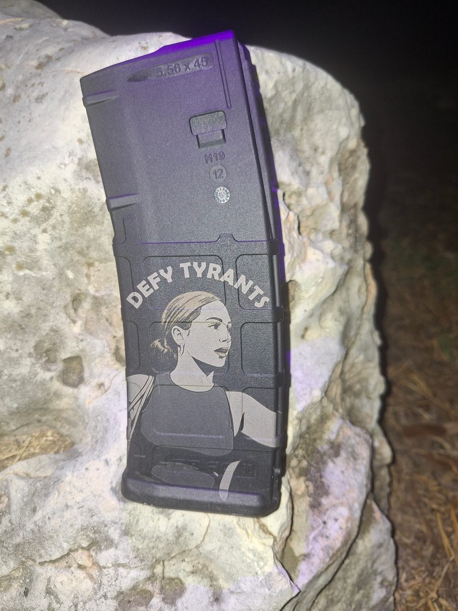 NOT REAL PMAG 30 GEN2/3 LIGHTBURN SVG — lasered result