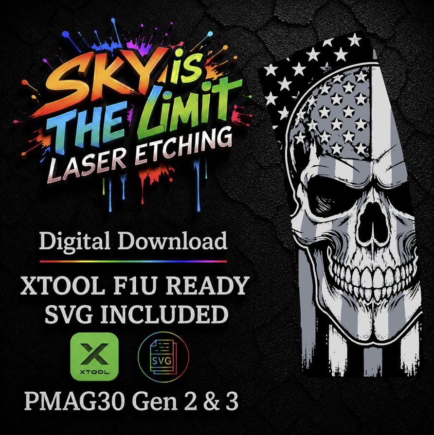 American Skull Full Wrap — PMAG 30 Gen 2 & Gen 3 — Xtool F1U / SVG