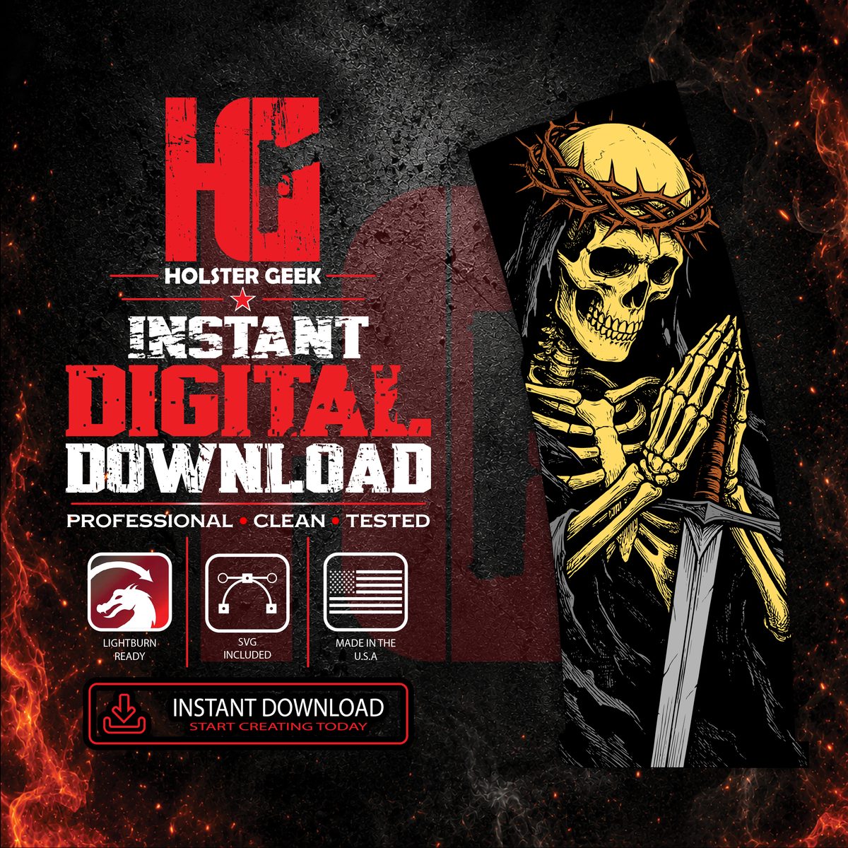 Praying Skeleton Crown Full Wrap - PMAG 30 Gen 2 & Gen 3 - LightBurn / SVG