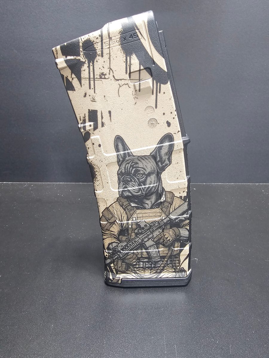 Short Fuse Operator MAG Design | Tactical French Bulldog Laser Engraving File | SVG DXF | LightBurn Ready Fiber Laser Design — lasered result