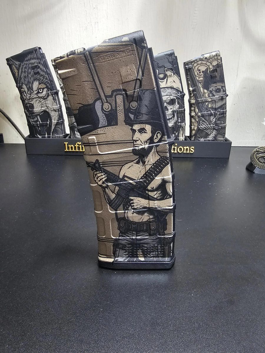 Abraham Lincoln PMAG Engraving File | Digital Download | Fiber Laser Multi Layer SVG & DXF  | LightBurn Ready — lasered result
