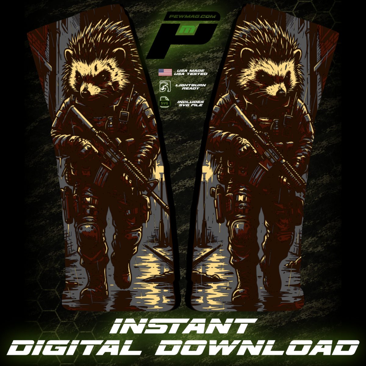 Tactical Hedgehog PMAG Engraving File | Funny Tactical Animal SVG for PMAG 30 Gen 2 & Gen 3 | LightBurn Fiber Laser Design