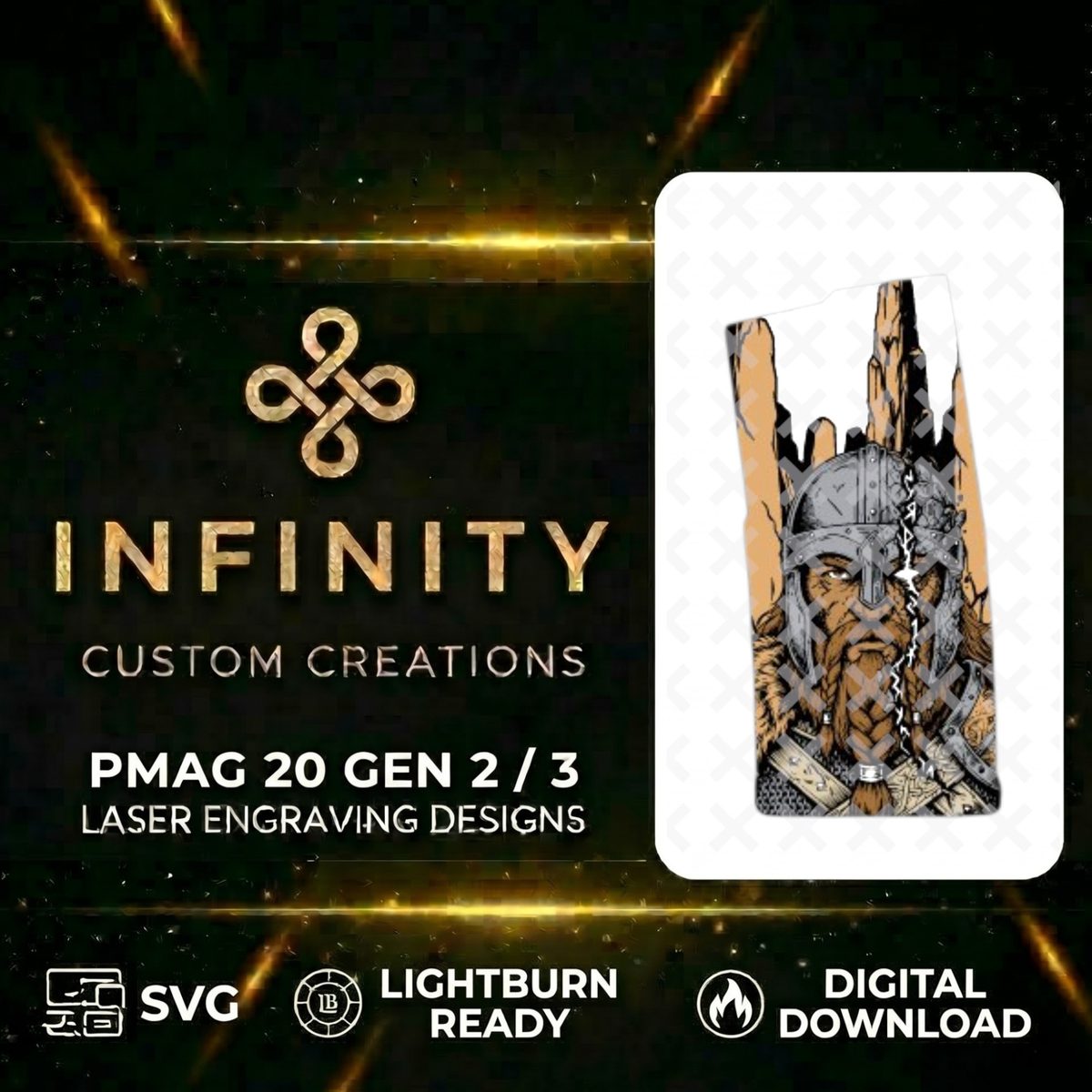 Runebreaker Viking AR10 MAG Design | Norse Warrior Laser Engraving File | SVG DXF | LightBurn Ready Design