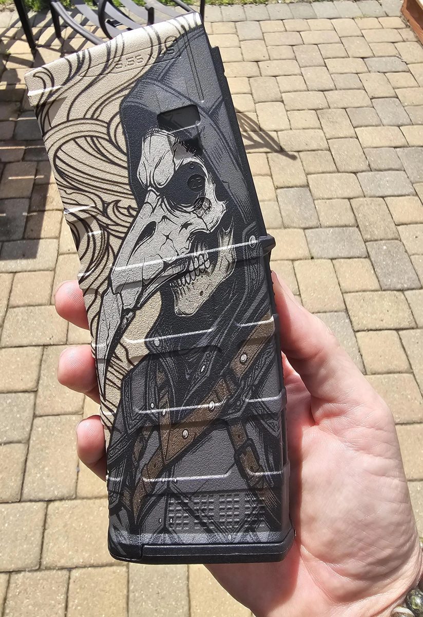 Plague Doctor PMAG Engraving File | Grim Reaper Skull Mask Design | Digital Download| Fiber Laser Engraving File SVG & DXF  | LightBurn Ready — lasered result