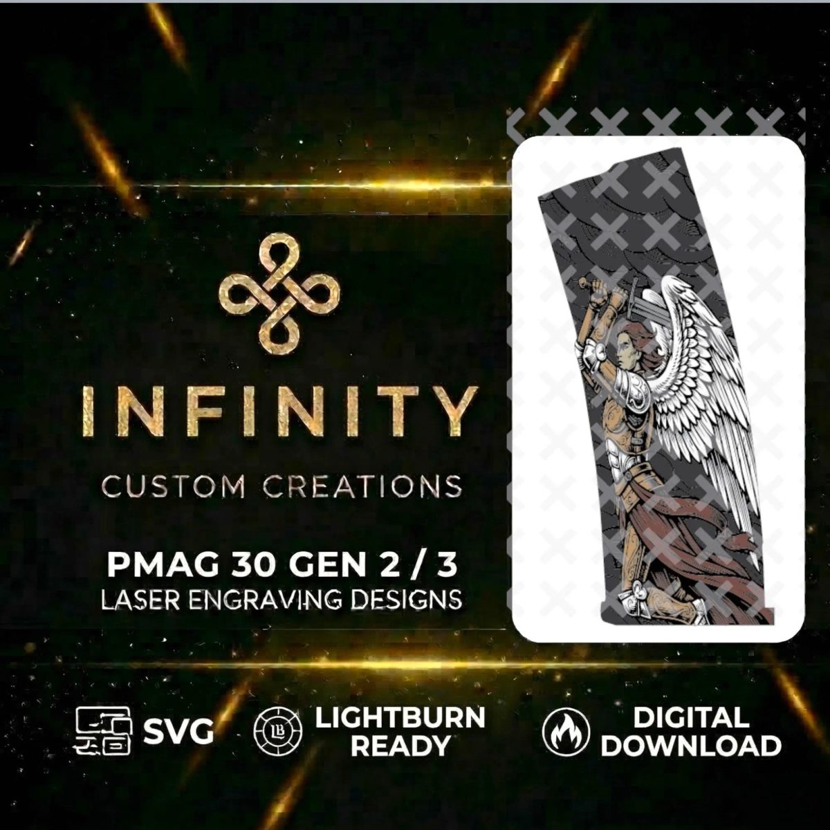 Archangel Warrior PMAG Engraving File | Digital Download | Fiber Laser Engraving File SVG | LightBurn Ready
