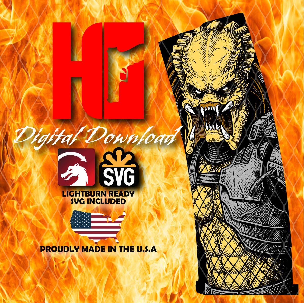 Predator PMAG Laser Engraving Design | Fiber Laser Digital Download — lasered result