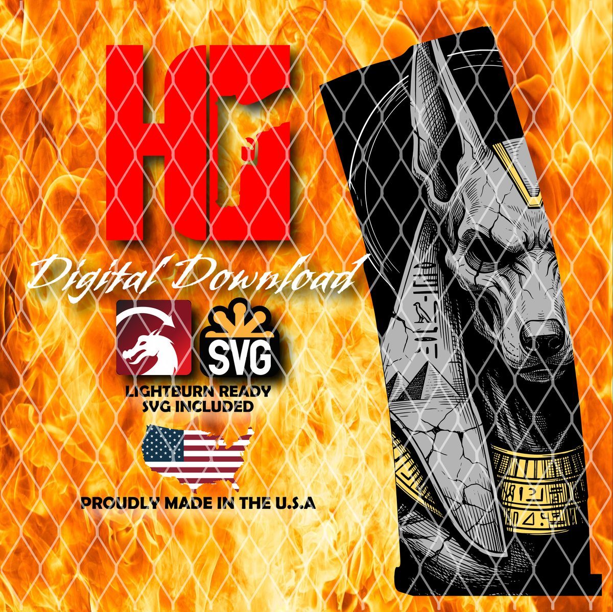Anubis PMAG Design | Egyptian God Engraving File | Mythology Skull Jackal | LightBurn PMAG File | Fiber Laser Digital Download