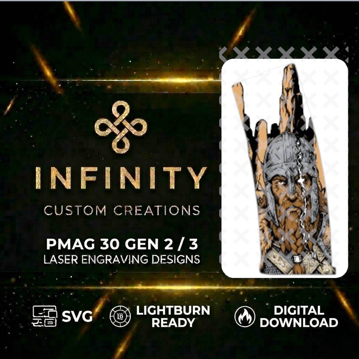 Runebreaker Viking MAG Design | Norse Warrior Laser Engraving File | SVG DXF | LightBurn Ready Design