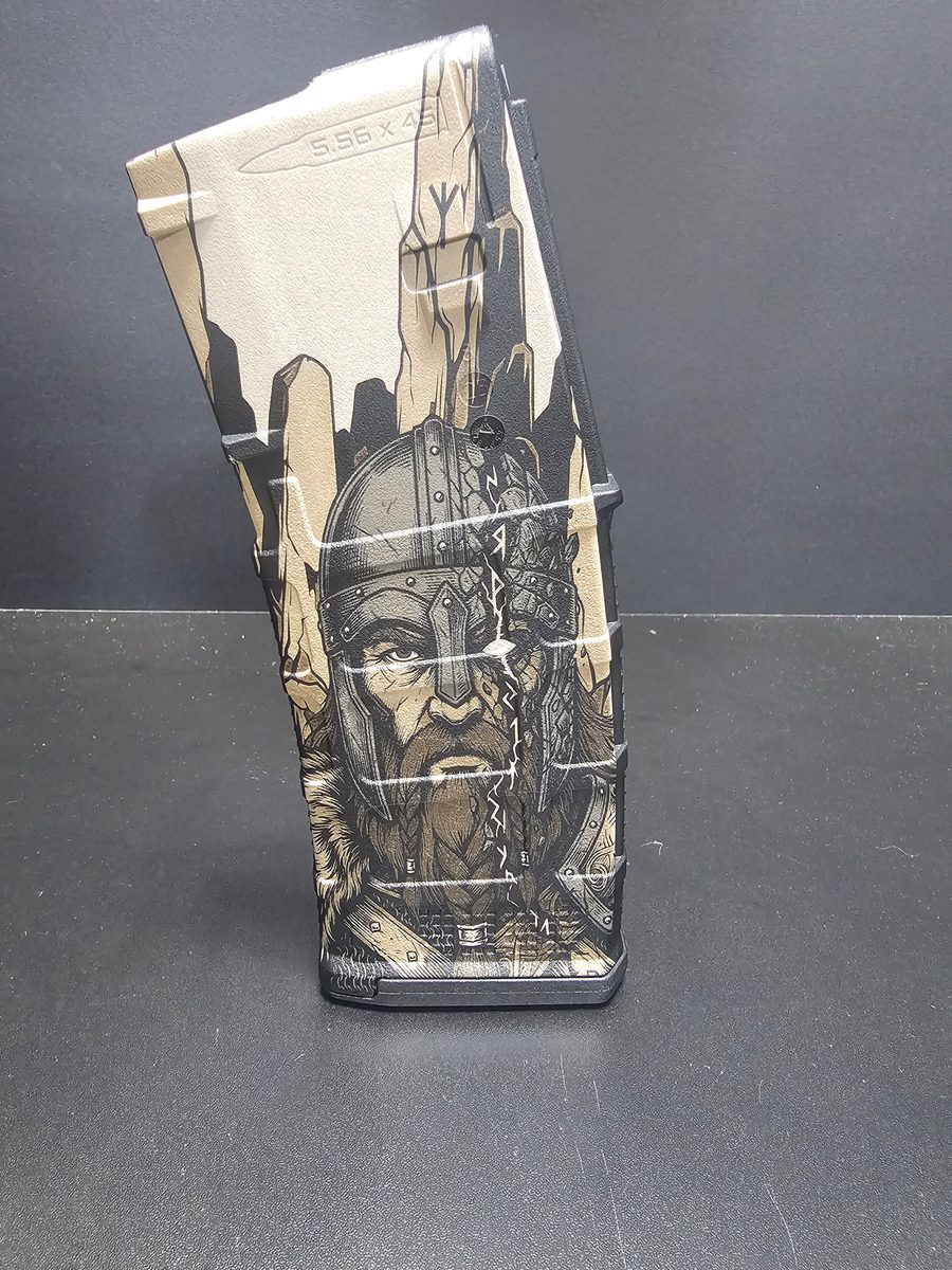 Runebreaker Viking MAG Design | Norse Warrior Laser Engraving File | SVG DXF | LightBurn Ready Design — lasered result