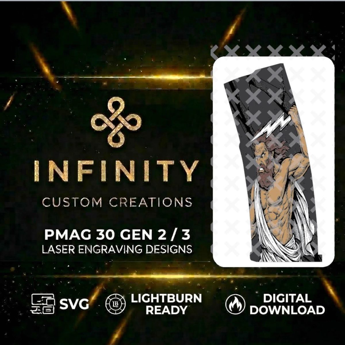 Zeus PMAG Engraving File | Digital Download | Fiber Laser Multi Layer SVG | LightBurn Ready