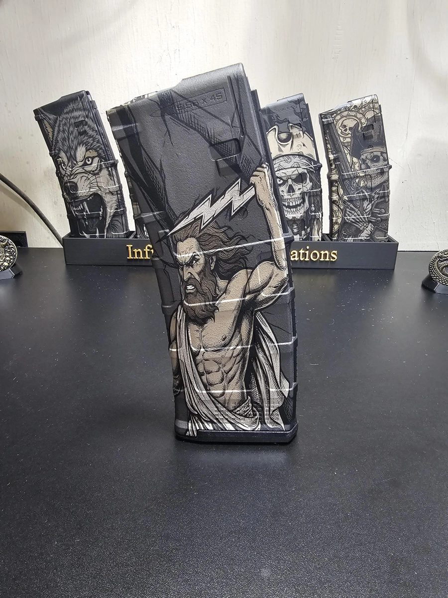 Zeus PMAG Engraving File | Digital Download | Fiber Laser Multi Layer SVG | LightBurn Ready — lasered result